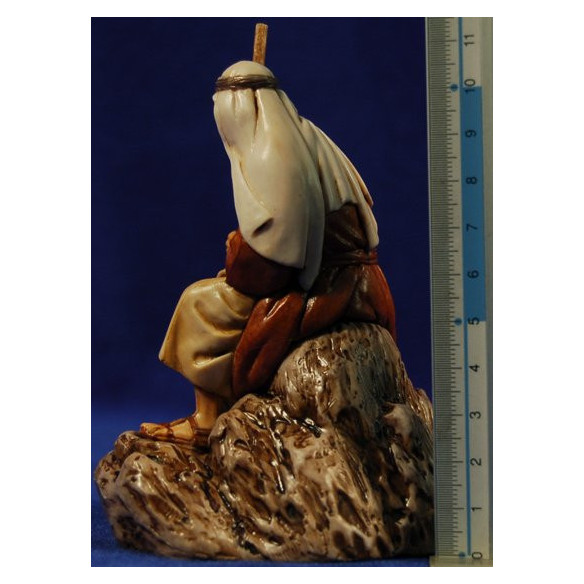 Pastor sentado con bastón 12-13  cm plástico Moranduzzo - Landi estilo ebraico