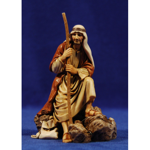 Pastor assegut amb bastó 12-13  cm plàstic Moranduzzo - Landi estil ebraic