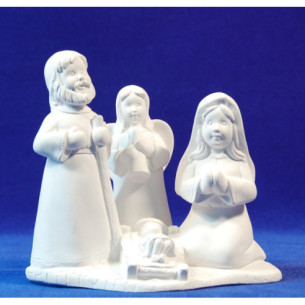 Nacimiento con angel sin pintar 16 cm yeso