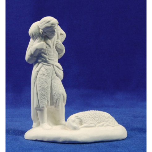 Pastore pecora da frute non dipinto 13 cm gesso