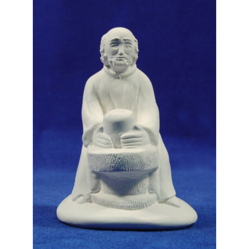 Pastore con vasai non dipinto 18 cm gesso