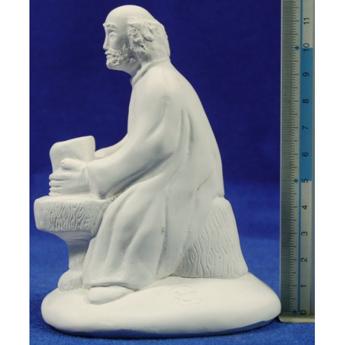 Pastore con vasai non dipinto 18 cm gesso