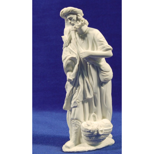 Non painted Shepherd with a basket 19 cm chalk