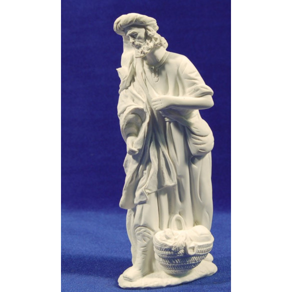 Non painted Shepherd with a basket 19 cm chalk