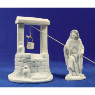 Pastore con pozzo non dipinto 20 cm gesso