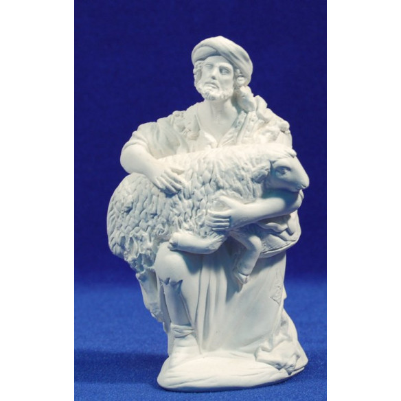 Non painted shepherd addoring with a lamb 18-20 cm chalk