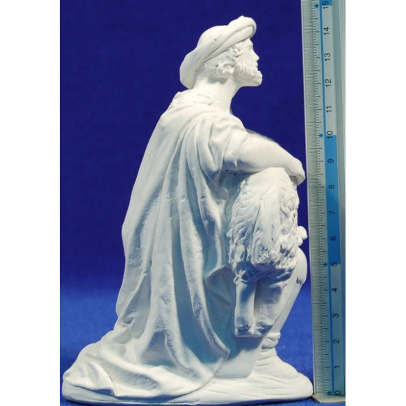 Non painted shepherd addoring with a lamb 18-20 cm chalk