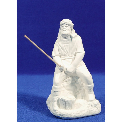 Non painted fisherman 16 cm chalk