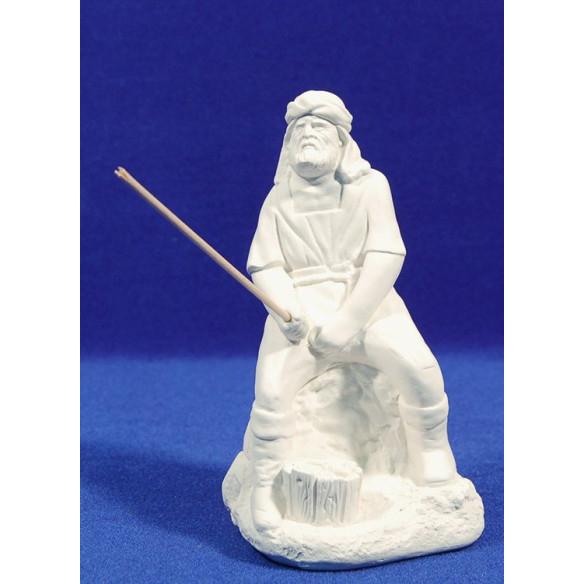 Non painted fisherman 16 cm chalk