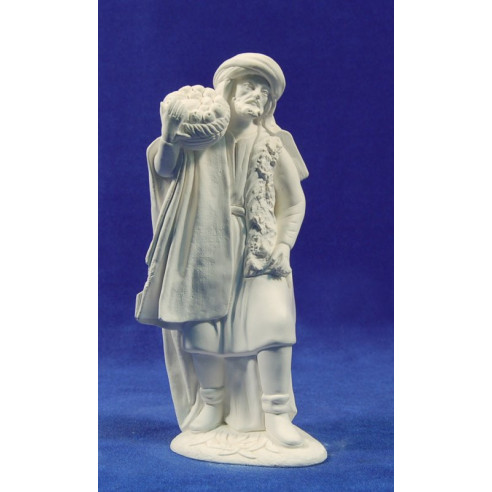 Non painted Shepherd with a fruits basket 20 cm chalk