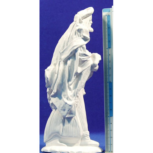 Non painted Shepherd with a lamb 20 cm chalk