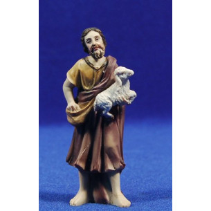 Shepherd with a lamb on arms and a bag 8 cm resin Belenes Puig