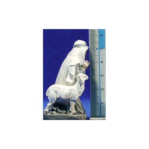 Pastor adorant amb xai 8 cm resina Belenes Puig