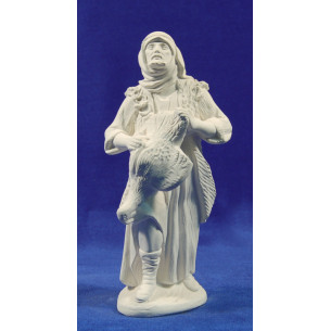 Non painted Shepherd with a turkey 20 cm chalk