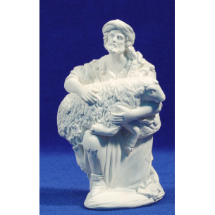 Non painted shepherd addoring with a lamb 18-20 cm chalk