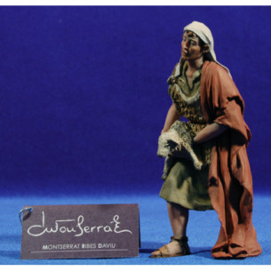 Shepherd with lamb 15 cm resin Montserrat Ribes