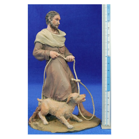 Shepherd with donkey 17 cm resin Montserrat Ribes