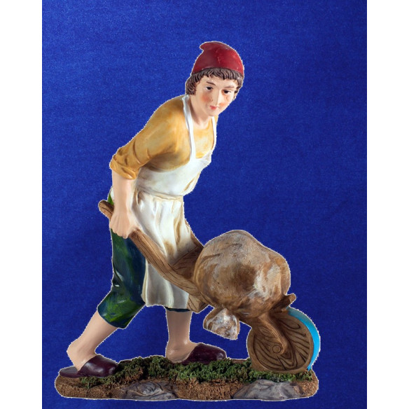 Pastore con carello 25 cm resina