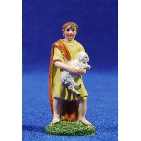 Pastore con piccolo agnello 6 cm resina