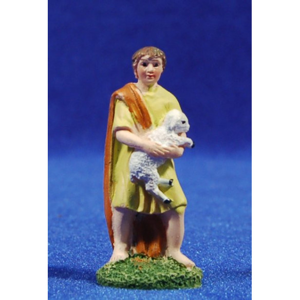 Pastore con piccolo agnello 6 cm resina