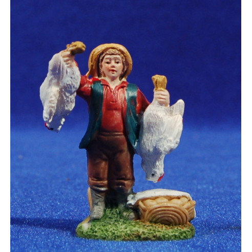 Pastor con gallinas 6 cm resina