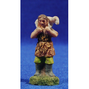 Shepherd with a lamb on the back 6 cm resin