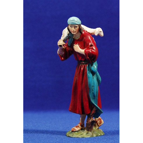 Shepherd with a lamb on shoulder 12 cm resin Martino Landi line