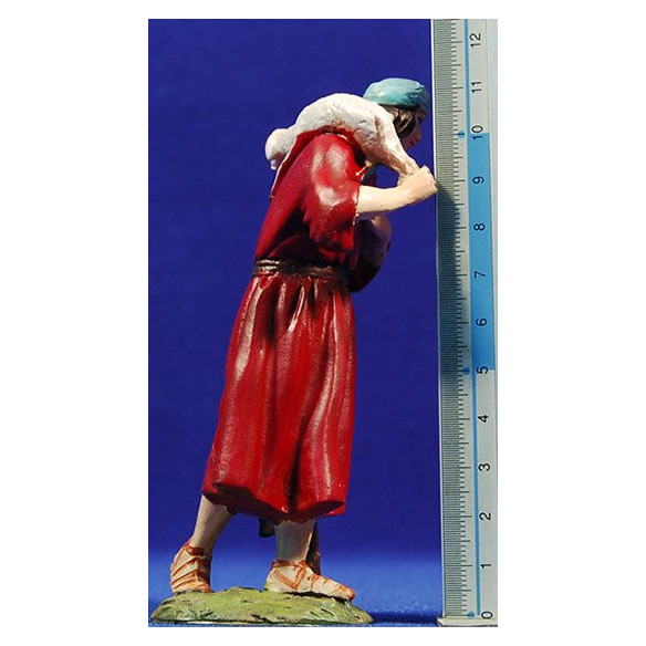 Shepherd with a lamb on shoulder 12 cm resin Martino Landi line