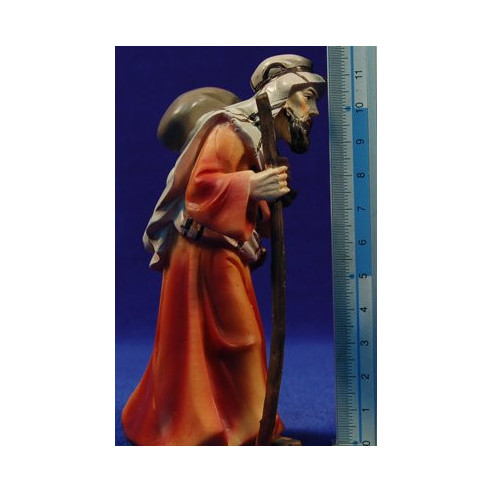 Shepherd walking with a sac 12 cm resin