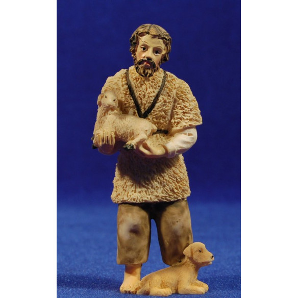 Pastore con agnello in braccio 10 cm resina