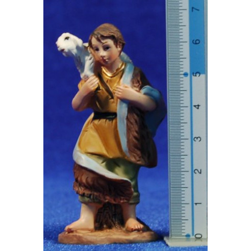 Shepherd with a lamb with a lamb 7 cm resin