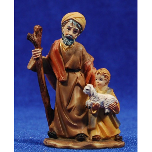 Old shepherd with a children 7 cm resin