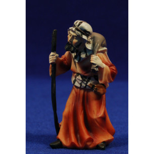 Shepherd walking with a sac 9 cm resin