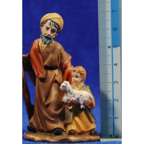 Old shepherd with a children 7 cm resin
