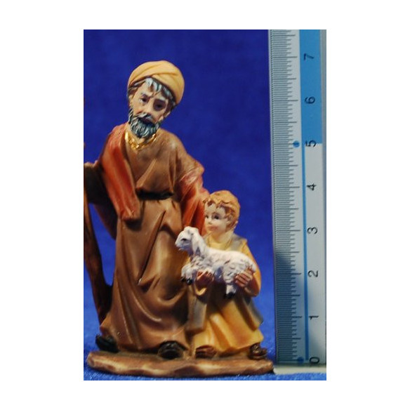 Old shepherd with a children 7 cm resin