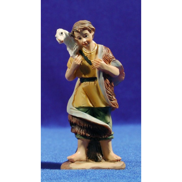 Pastore con agnello alla spalla 9 cm resina