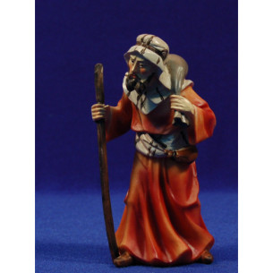 Shepherd walking with a sac 12 cm resin
