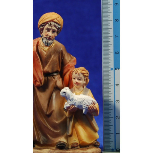 Old shepherd with a children 9 cm resin