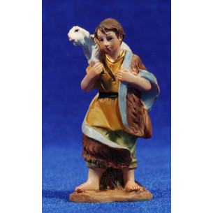 Shepherd with a lamb with a lamb 7 cm resin