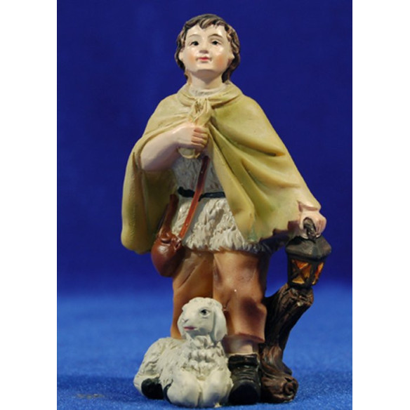 Shepherd with a lamb and lantern 11 cm resin