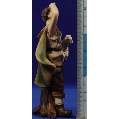 Shepherd with a lamb on arms 15 cm resin