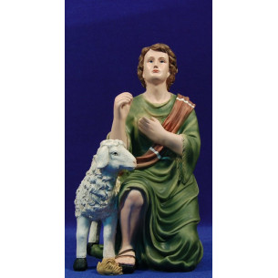 Shepherd adoring with a lamb 32 cm resin