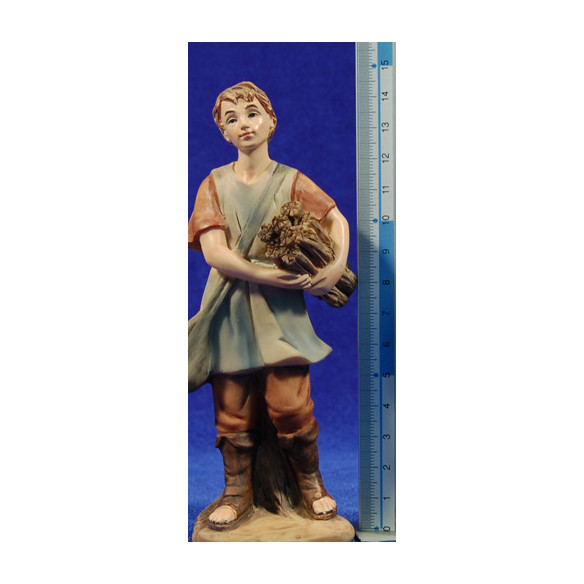 Shepherd with firewood 15 cm resin