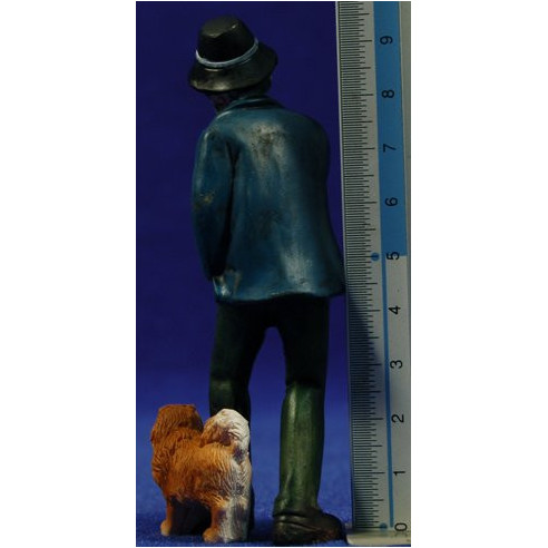 Pastore vecchio con cane 10 cm resina