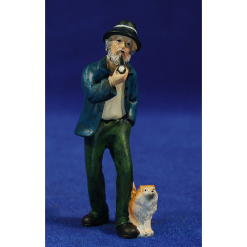 Pastor viejo con perro 10 cm resina