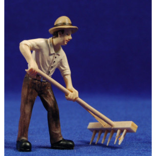 Campesino con rastrillo 9 cm resina