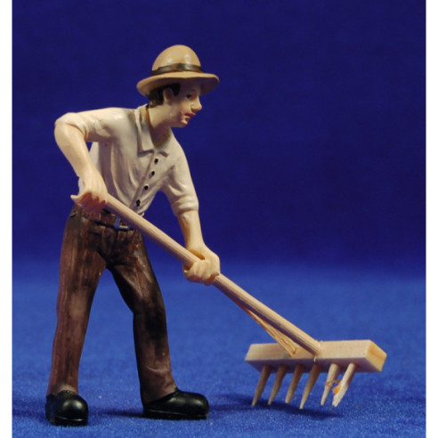 Campesino con rastrillo 9 cm resina