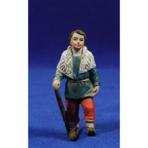 Shepherd with a stick climbing a stair 9 cm resin