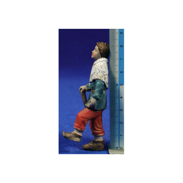 Shepherd with a stick climbing a stair 9 cm resin