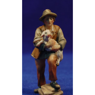 Pastore con pecora 8 cm legno dipinto